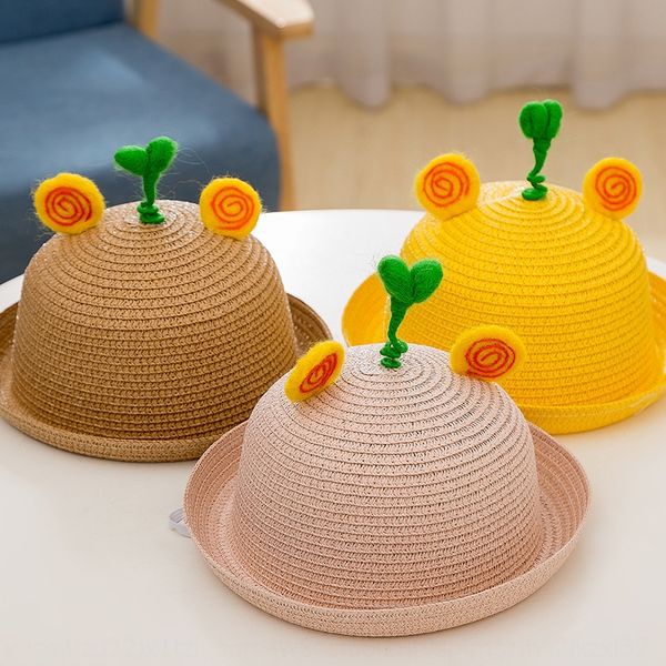 

qiu nan children's basin summer boys' cute super cute breathable straw baby outdoor travel sun straw sun hat sunshade hat, Blue;gray