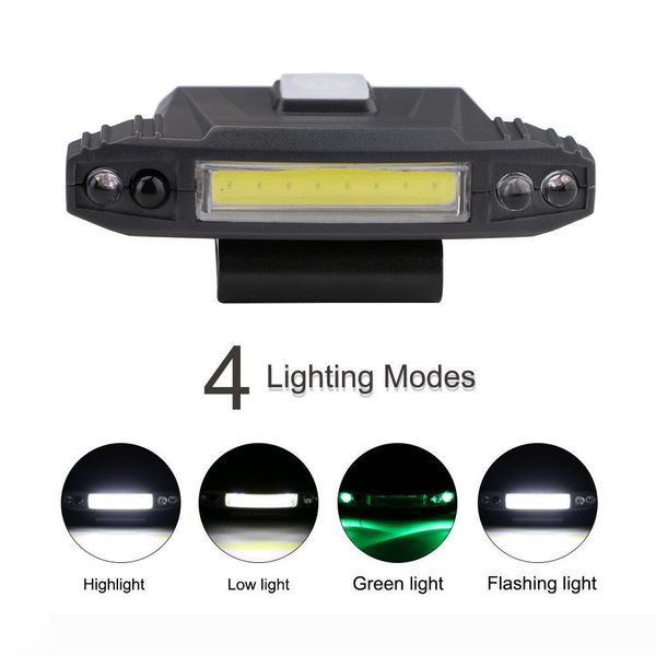 

4 modes usb rechargeable cap clip light induction cob headlamp hat clip light lamp cap built-in battery lighting
