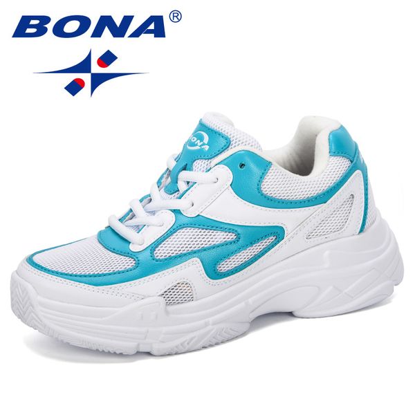 

bona 2020 new designer platform sneakers shoes women breathable casual shoes woman fashion height increasing ladies trendy, Black