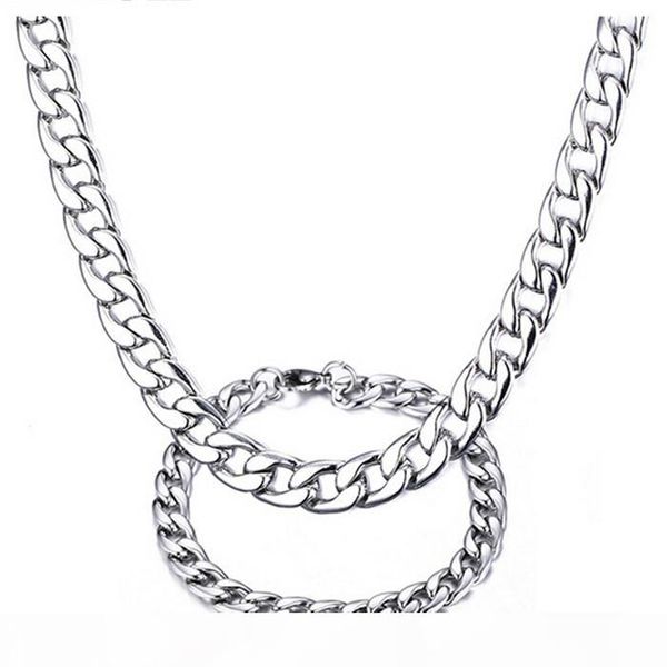 

zhf jewelry unique white gold plated necklace titanium steel men set (necklace+bracelet) men's gift fine jewelry jewelry sets, Silver