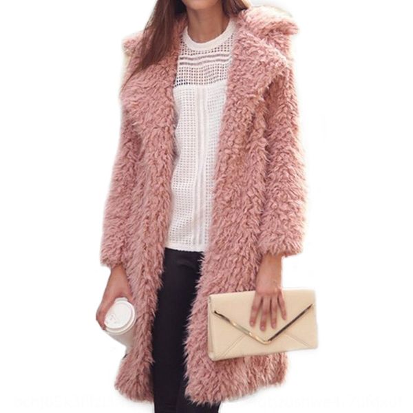 

autumn and winter new for women 2020 new lapel furry woolen coat mid-length woolen coat, Black