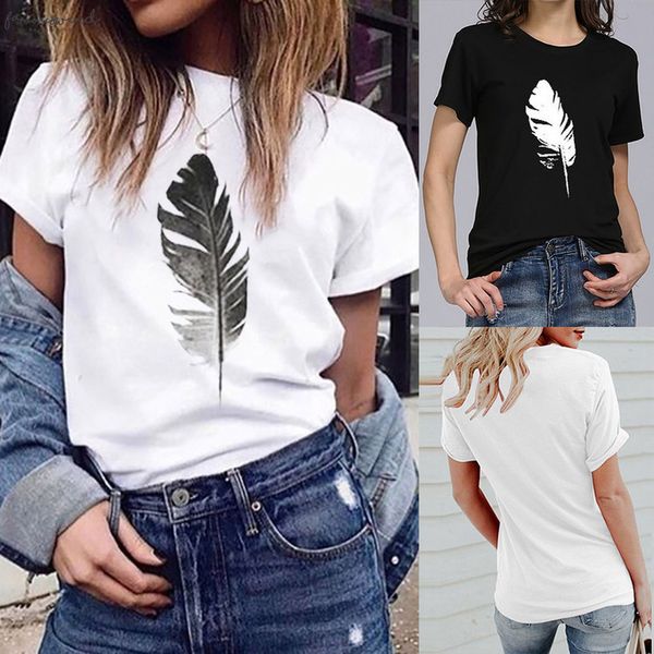 

fashion shirt womens 2020 loose short sleeved shirt print shirt casual o neck streetwear camisa feminina camisa 10, White