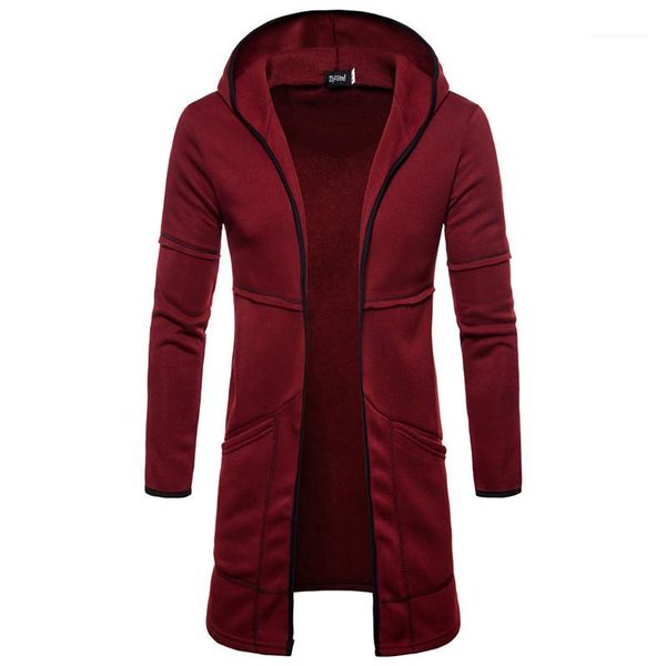 

clothing casual mens designer hoodies solid color mid length hooded cardigan sweatshirts new mens winter autumn, Black