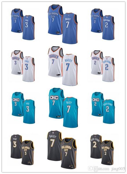 

mens womens youth oklahoma city thunder 7 darius bazley 2 shai gilgeous-alexander 3 chris paul custom basketball jerseys, Black;red