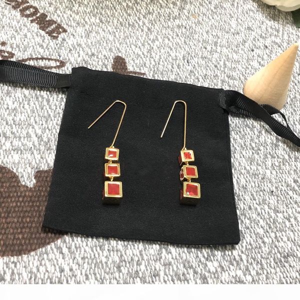 

a new red and large square pendant fashion designer earrings luxury designer jewelry women earrings, Golden