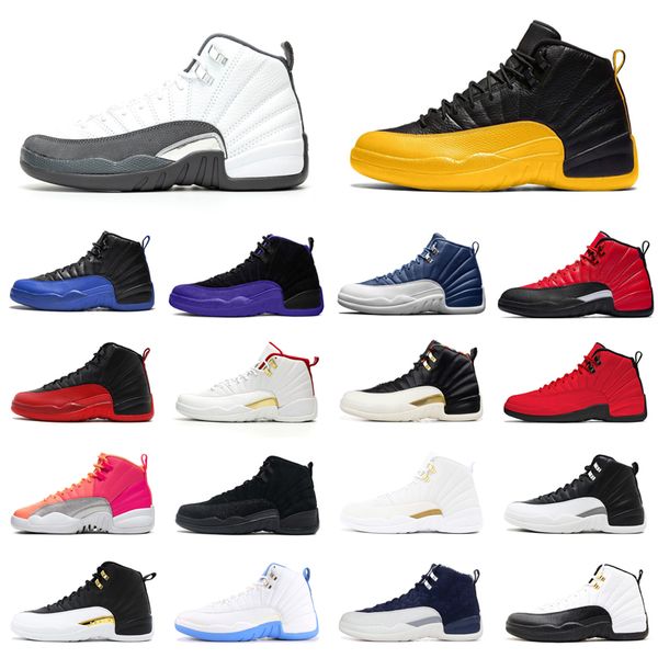 

12 12s men basketball shoes jumpman university gold dark concord grey reverse flu game royal fiba women mens trainers sports sneakers