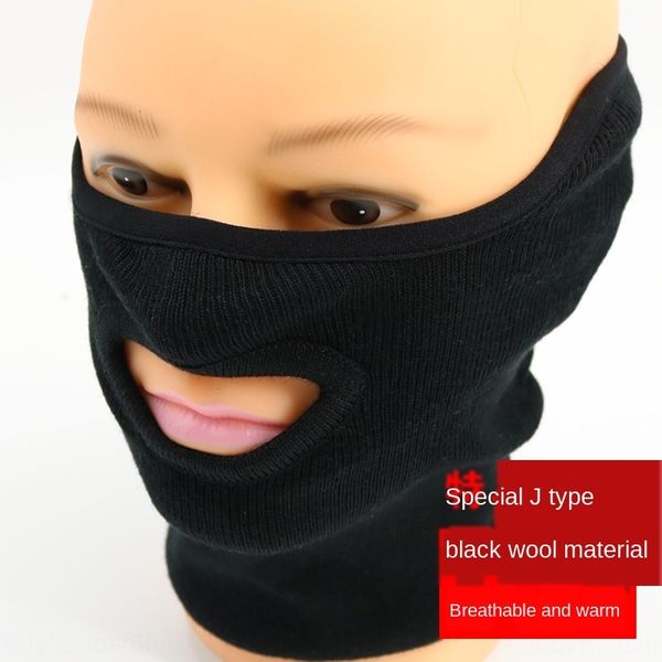 

07 thermal motorcycle mask cold-proof mask wool olive green warm maskfans hiking motorcycle thickened windproof head cover, Black
