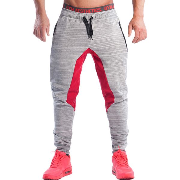 

020 outdoor patchwork joggers running muscle man sports training sweatpants fitness cotton sportswear convergent feet pants, Black;blue