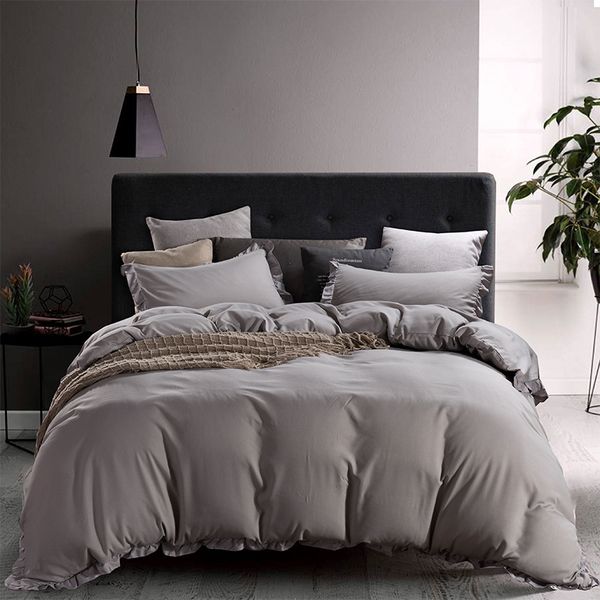 

nordic пододеяльник set gray euro покрывало pure color утешитель постельные принадлежности комплекты king size простой высокое качество пост