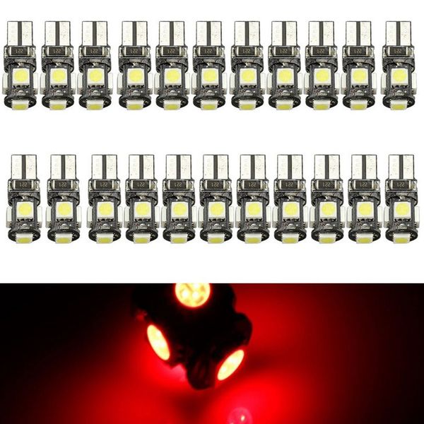 

500pcs-pack car error canbus t10 194 168 2825 w5w red 5smd led bulbs white dome map door courtesy light license plate light