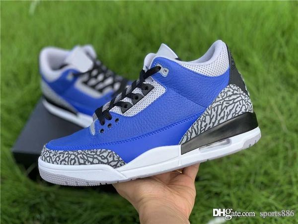 

2020 release air authentic 3 varsity royal man basketball shoes blue cement grey ct8532-400 3s men retro sports sneakers with box