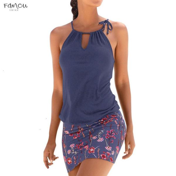 

us warehouse dress beach for women casual sleeveless floral printed mini dresses cut out halter summer bohemian dress l, Black;gray
