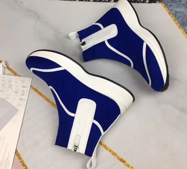 

2020 designer shoes men women b25 high sneakers whier black mesh knit fabric b25 trainers zip closure rubber sloe platform shoes