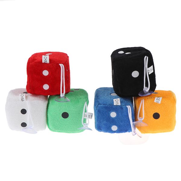 

interior decorations 2pcs fuzzy dice white dots rear view mirror hangers vintage car pendant decoration auto accessories