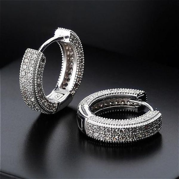 

925 sterling silver personalized bling cz cubic zirconia huggie hoop earring mens hip hop earrings iced out diamond jewelry for men & women