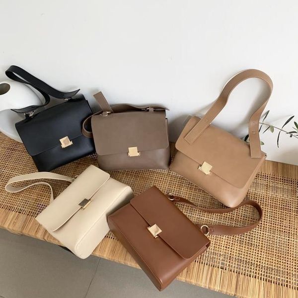 

casual vintage women shoulder bags designer brand chic strap female handbags pu leather crossbody messenger bag large purse