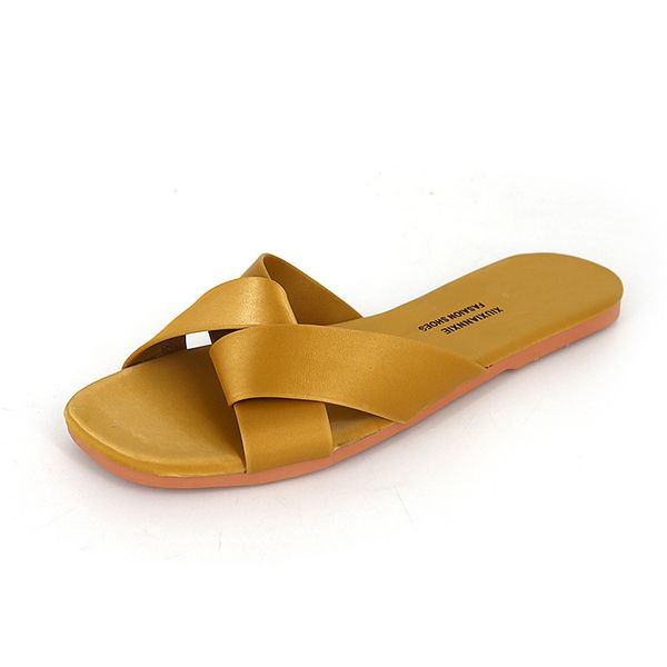 

summer slippers shoes women 2020 casual cross straps solid color wild open toe flip flops outdoor flat beach slides sandals, Black