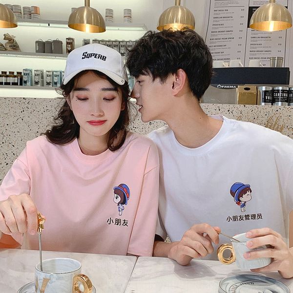 

ny9hs couple wear summer short-sleeved t-shirt t-shirt 2020 new ins super popular niche design sense tiktok summer men's and women', White