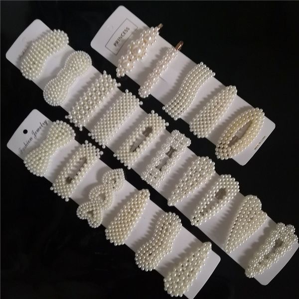 

10pcs/card fashion women imitation pearl hair clips snap barrette stick hairpins hair styling tools hair accessories wedding party gift, Golden;silver