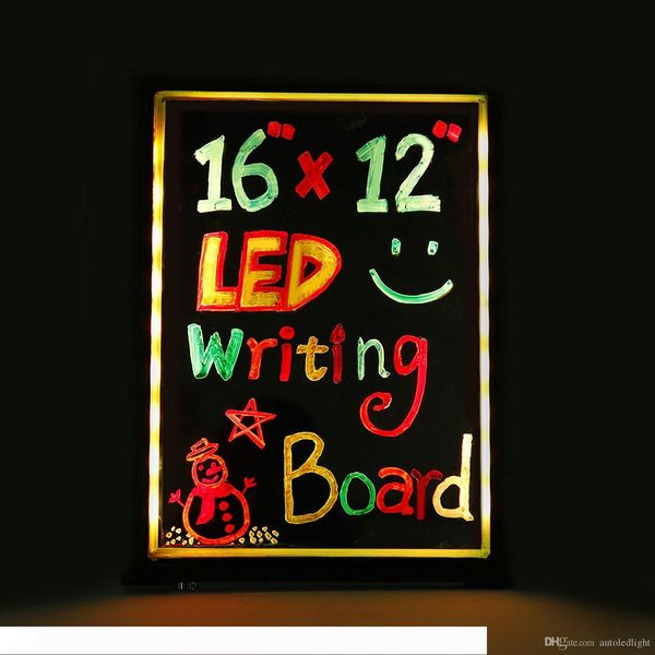 

led writing message board illuminated erasable neon effect restaurant menu sign with 8 colors markers, 7 colors flashing diy