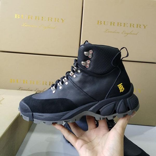 

lightweight leather vintage check cotton and suede tor boots mens shoes comfortable autumn and winter shoes high lace -up men boots, Black