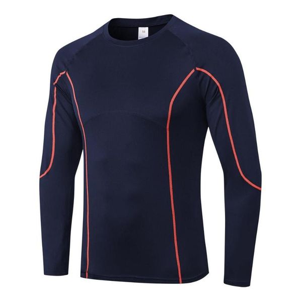 

men's fitness long-sleeved tight-fitting quick-drying training sportswear, Black;blue