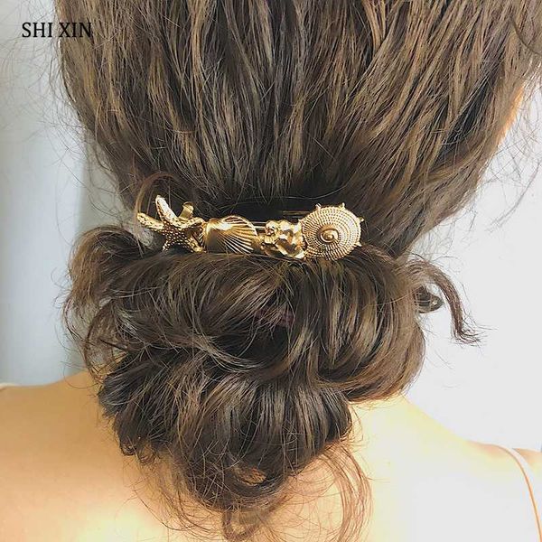 

shixin decoration hair crab for women shell/scallop/starfish crab hair pins head accessories clips for female hairgrip gift, Golden;silver