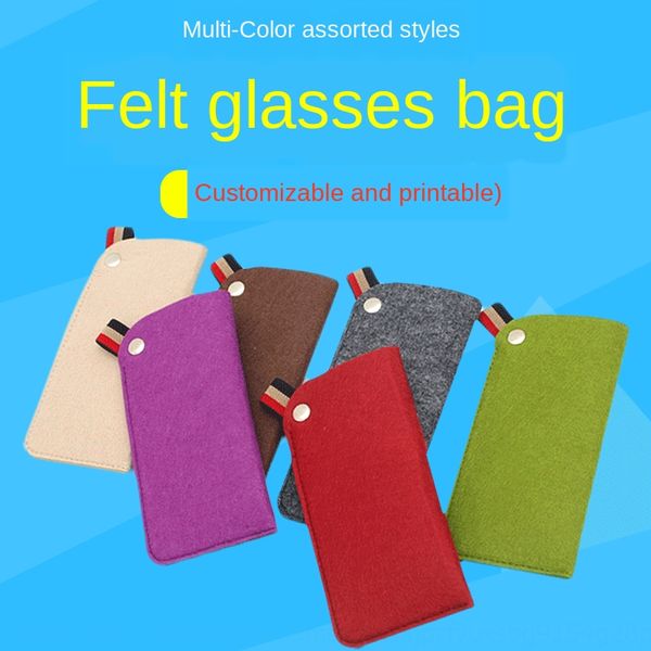 

environmental protection felt color simple storage sun case glasses bag sunglasses storage bag, Blue