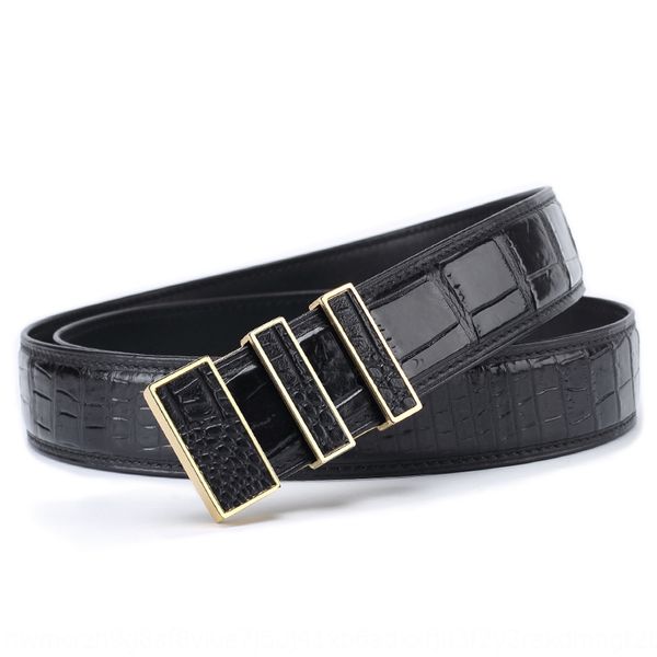 

skin 's belt business leisure no stitching 3.8 crocodile belly smooth crocodile and men buckle belt men, Black;brown