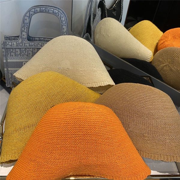 

new knitting fishermen cap fashion foldable bucket hat for men women 5 colors small brim snapback cap casquette, Blue;gray