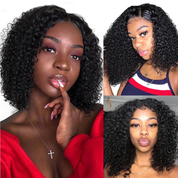 

jessenia short bob wig kinky curly lace front human hair wigs 13x4 brazilian bob lace front wigs short bob curly human hair wig, Black