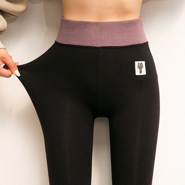 

winter pants women thermal leggings high waisted pants for women flannel trousers casual trousers drop shipping, Black
