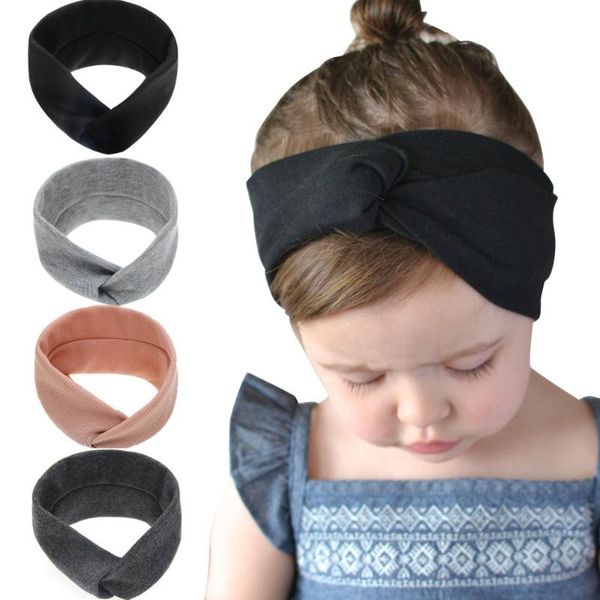 

10pcs/lot 2020 new kids cross elastic hair bands baby girls solid color headband bezel head band wholesale hair accessories, Slivery;white