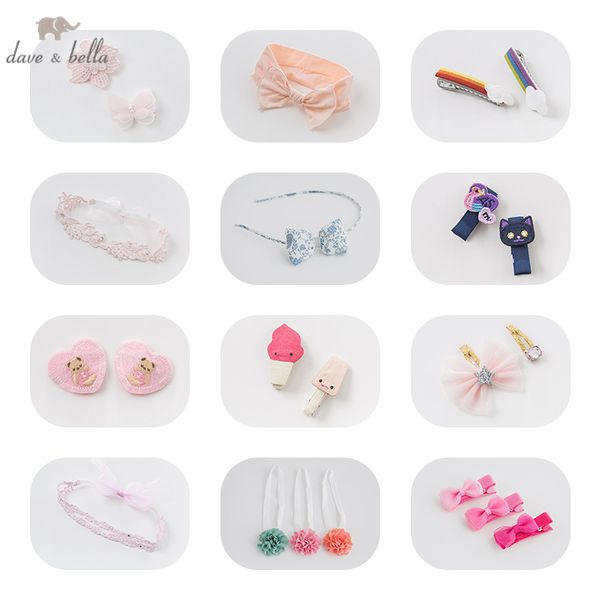 

db7478 davebella girls headwear pink feathers barrettes, Slivery;white
