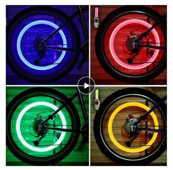 

2pcs bicycle led light tire valve cap bicycle flash light mountain road bike cycling tyre wheel lights led neon lamp cover wheel