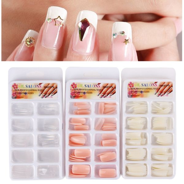 

false nails extra long jelly nude color diy modeling fake nails jelly pink end product square head full sets new 100pcs, Red;gold