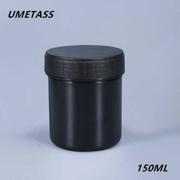 

empty 150ml plastic cream jar with lid white black cosmetic hair gel container round bottle 1pcs