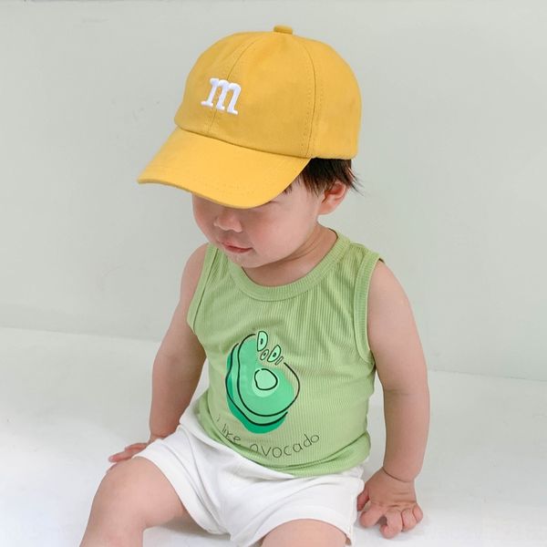 

baby vest thin green camisole protective vest cartoon belly protection sleeveless sling baby mask t-shirt for boys and girls, Blue
