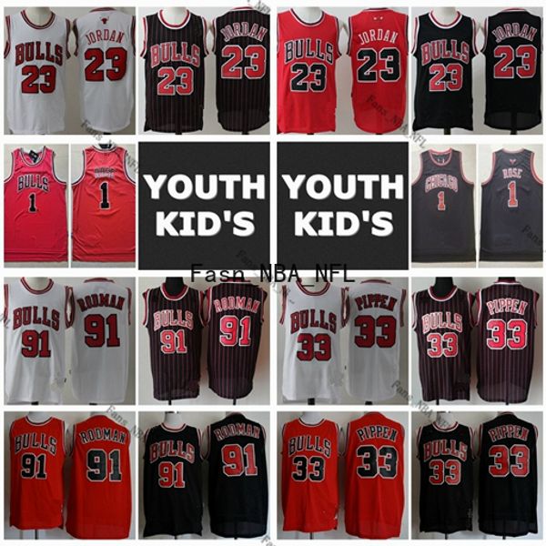 

урожай mens дети 1 деррик роуз чикаго быки джерси 45 23 майкл jd 91 деннис родман 33 скотти пиппен прошитой баскетбол джерси, Black;red