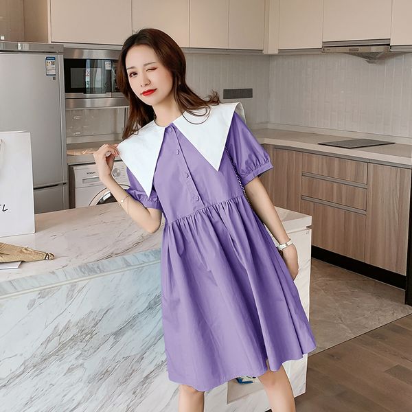 

1978# nursing maternity clothing loose stylish sweety dress for pregnant women pregnancy nursing dress, White