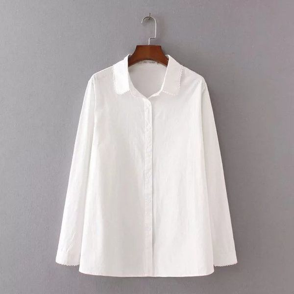 

2020 new spring autumn women solid blouses long sleeve shirts school office casual lady clothing plus size 4xl k184, White