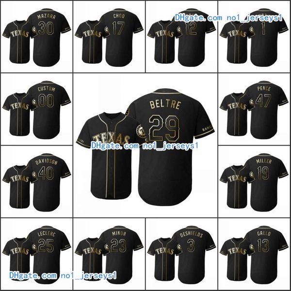 

техас рейнджеры men # 12 ронед одор 29 адриан beltre 13 joey gallo женщины молодежь flex base золотое издание заказ джерси, Black