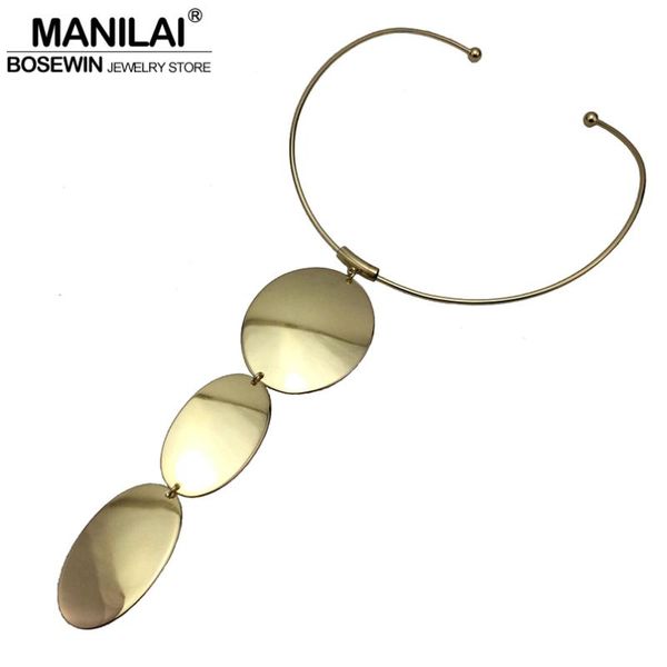 

manilai simple design women torques choker necklace fashion alloy long pendants statement necklaces jewelry accessories, Silver
