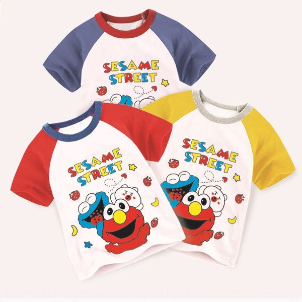 

dumqb 27kidsclothes micro new sesame street ins cotton short-sleeved 27kidsclothes children's t-shirt clothing clothing micro new sesam, Blue