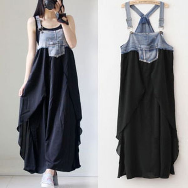 

maternity clothes wholesale summer wear korean-style camisole dress cowboy joint long for pregant women sundress, White