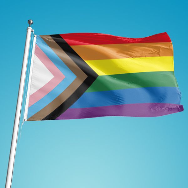 

rainbow flags iridescent polyester fiber flag oblong muti color streak bright tips corners two copper rings backyard garden 12tk c2