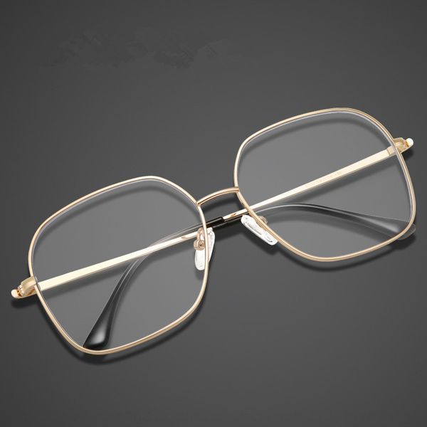 

new anti-blue light metal glasses frame men's and women's large frame plain glasses with myopia 8037, Silver