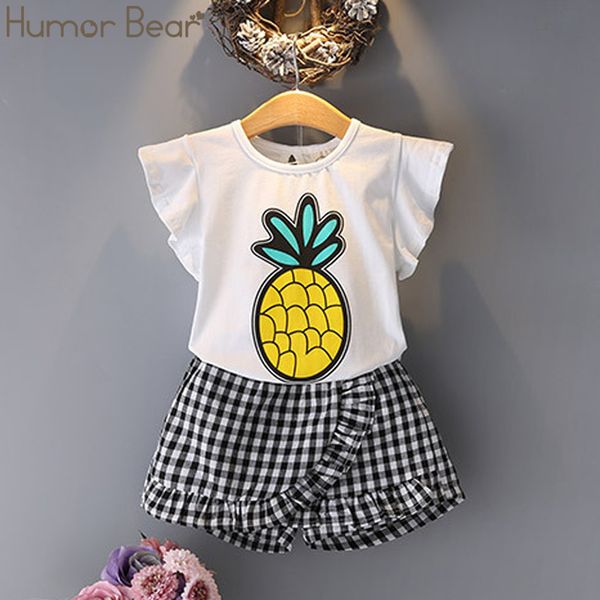 

humor bear 2020 new baby girl clothes set casual clothes baby girls summer set children clothing pineapple printing, White