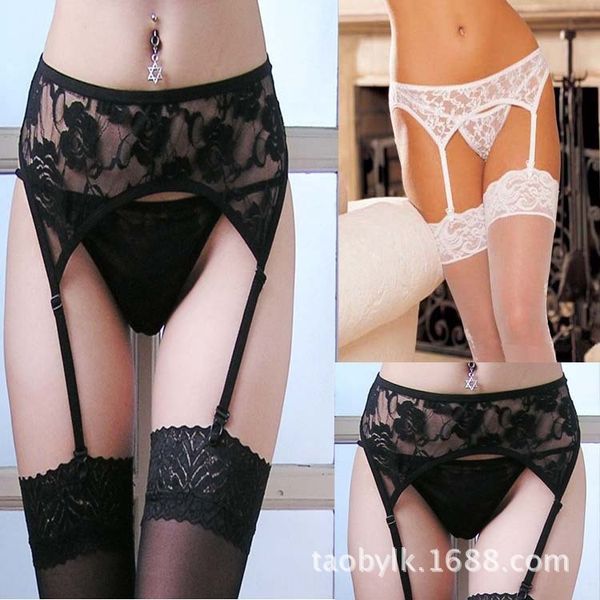 

underwear lace socks underwear with women's hanging socks thong two-piece lace suit, Black;white