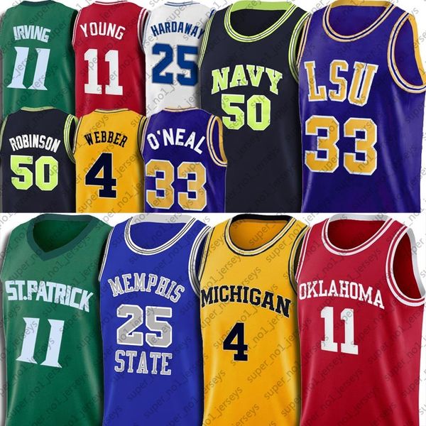 

ncaa anfernee penny shaq hardaway jersey basketball trae chris young webber jerseys kyrie david irving robinson 7-30 jersey, Black;red